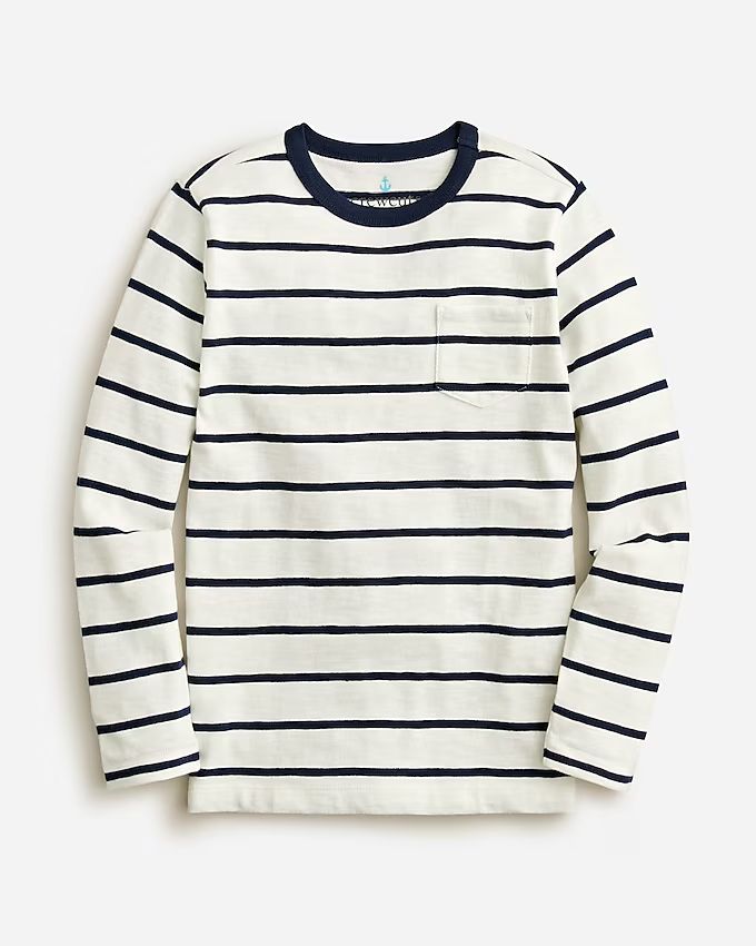 Kids' long-sleeve pocket T-shirt in stripe | J.Crew US