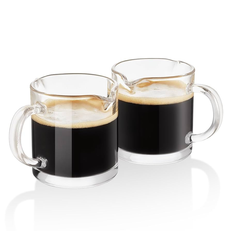 Ackers Espresso Cups Set of 2, 4 OZ Double Spouts Cups, Milk Cup with Handle, Clear Glass | Amazon (US)