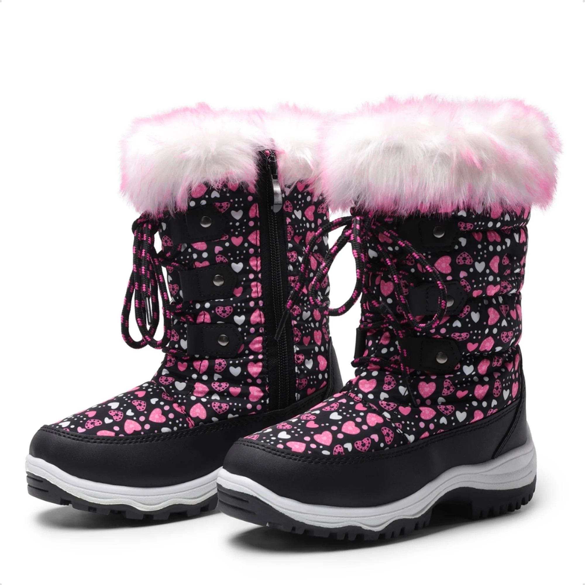 DREAM PAIRS Toddler/Little Kid/Big Kids Mid Calf Knee High Winter Snow Boots NORDIC BLACK/PINK Si... | Walmart (US)