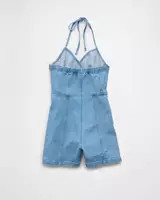 AE Halter Denim Romper | American Eagle Outfitters (US & CA)