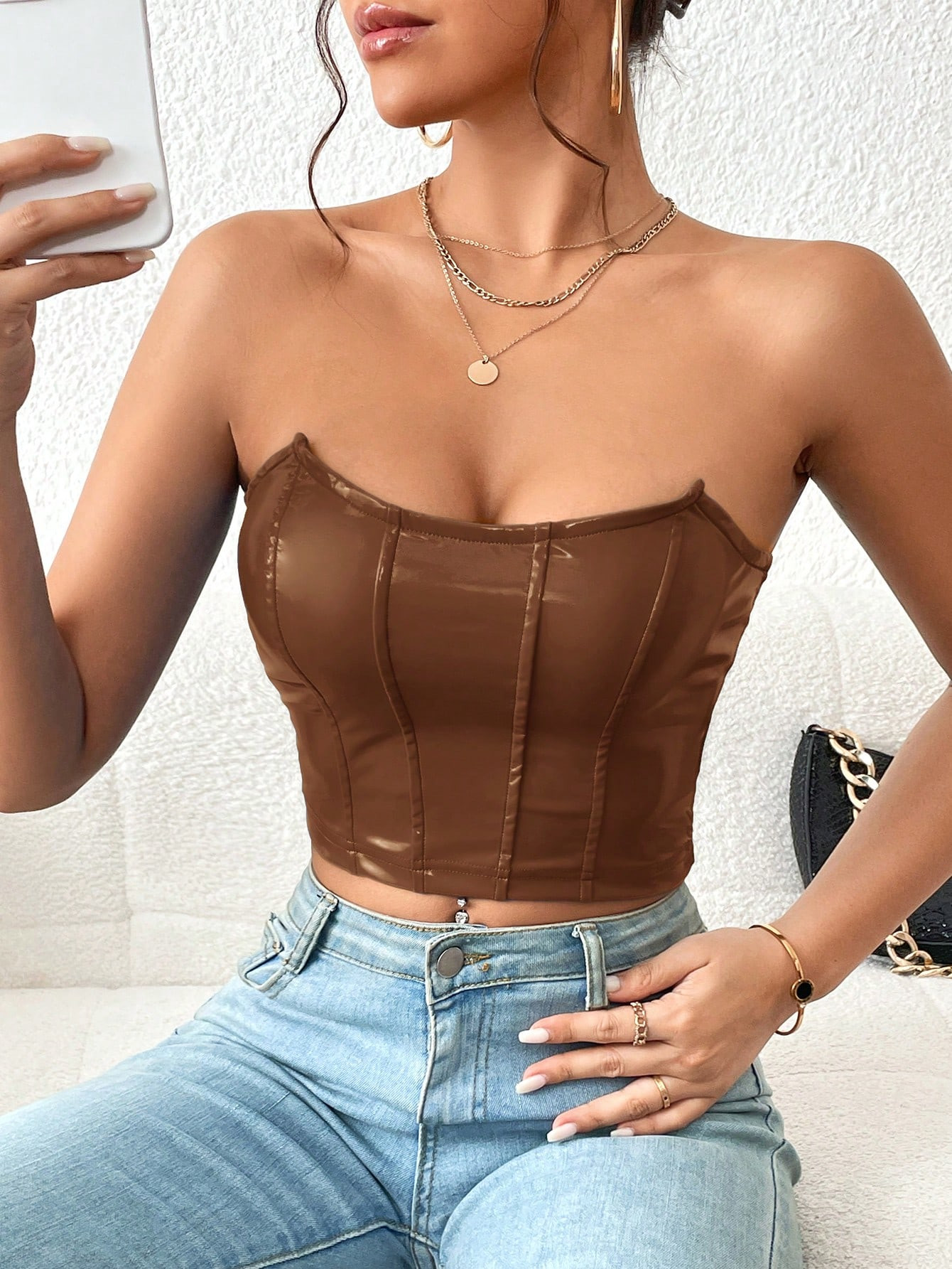 SHEIN Privé Solid Crop Tube Top | SHEIN