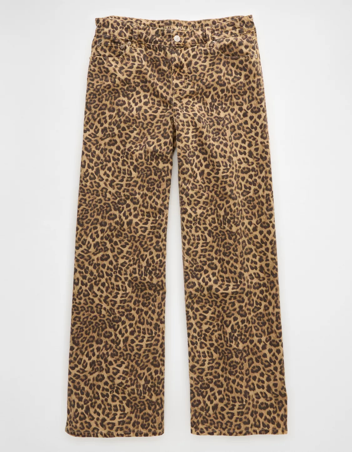 AE Stretch Leopard Low-Rise Baggy Wide-Leg Pant | American Eagle Outfitters (US & CA)