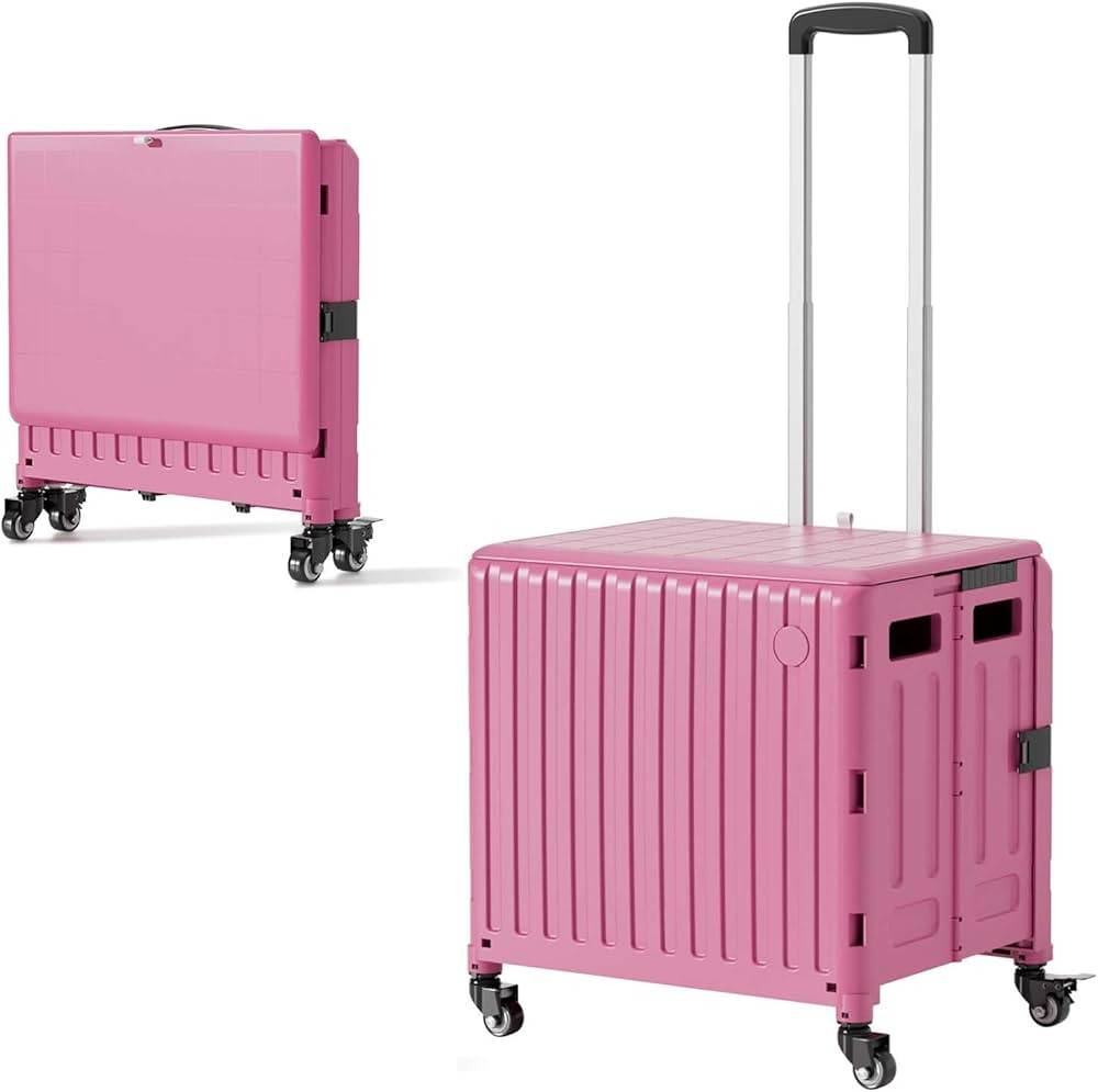 Rolling Cart for Teachers: Foldable Stair Climbing Cart with Wheels Collapsible Crate Box for Sho... | Amazon (US)