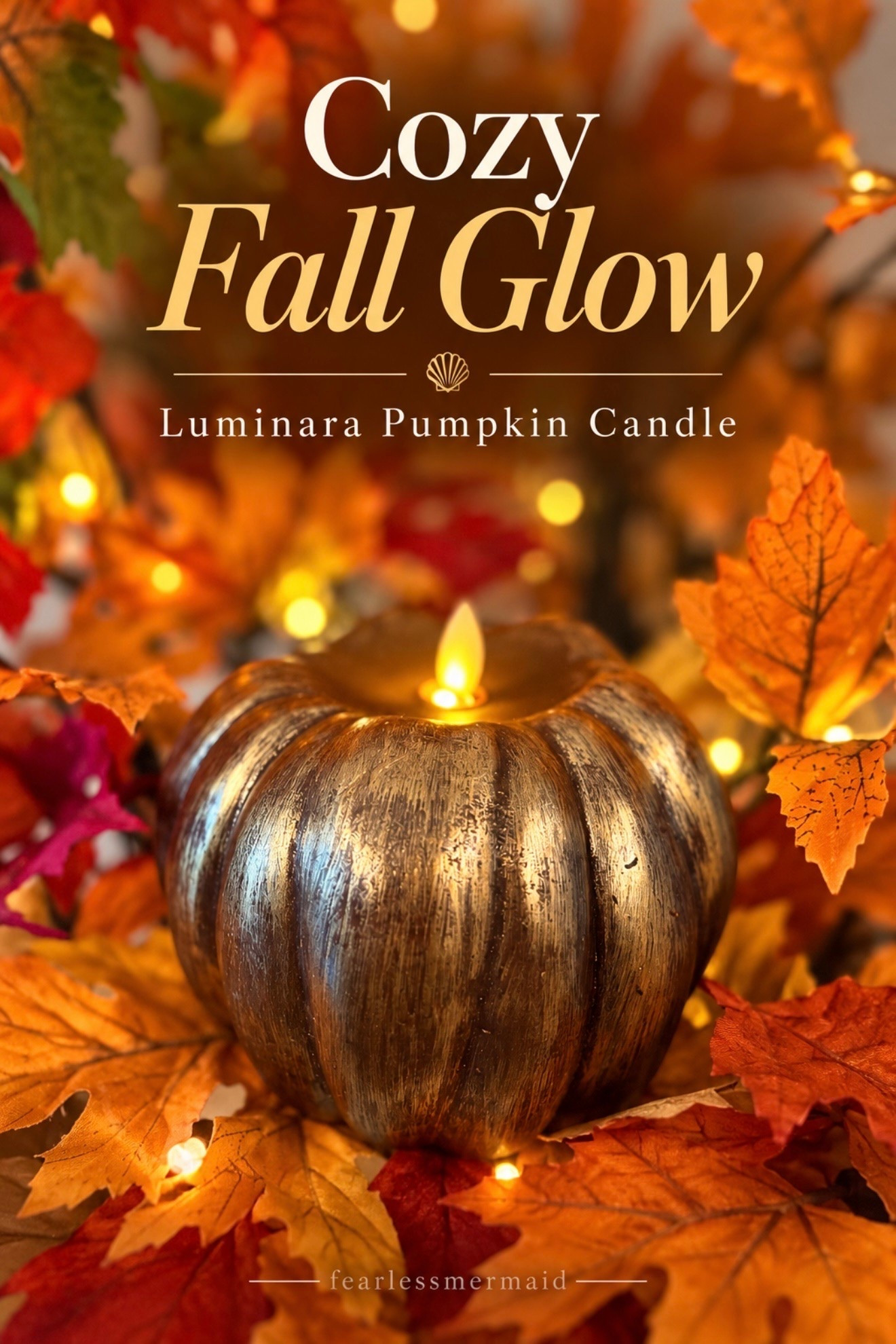 FEARLESSMERMAID10 for 10% off at luminara.com #ad
Luminara metallic cappuccino flameless LED pumpkin candle glowing warmly surrounded by orange and red fall leaves and fairy lights creating a cozy autumn ambiance” @luminara #luminara #flamlesscandles

#LTKSeasonal #LTKHome