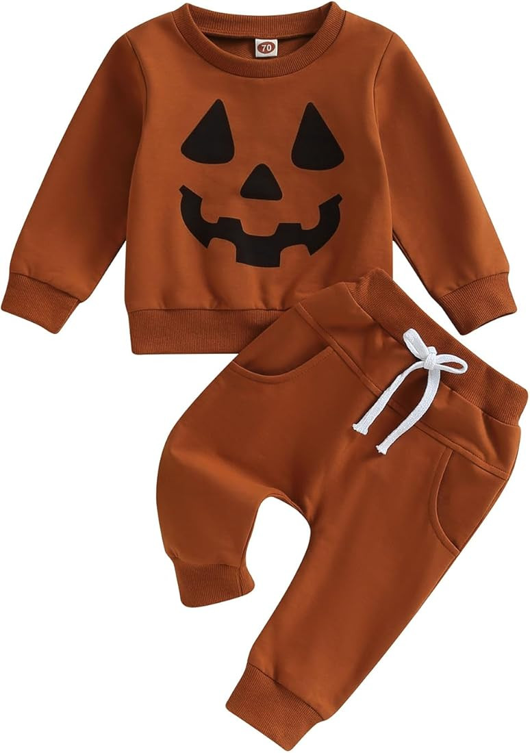 Sprifallbaby Halloween Baby Boy Clothes Long Sleeve Pumpkin Sweatshirt Toddler Boy Fall Winter Ha... | Amazon (US)