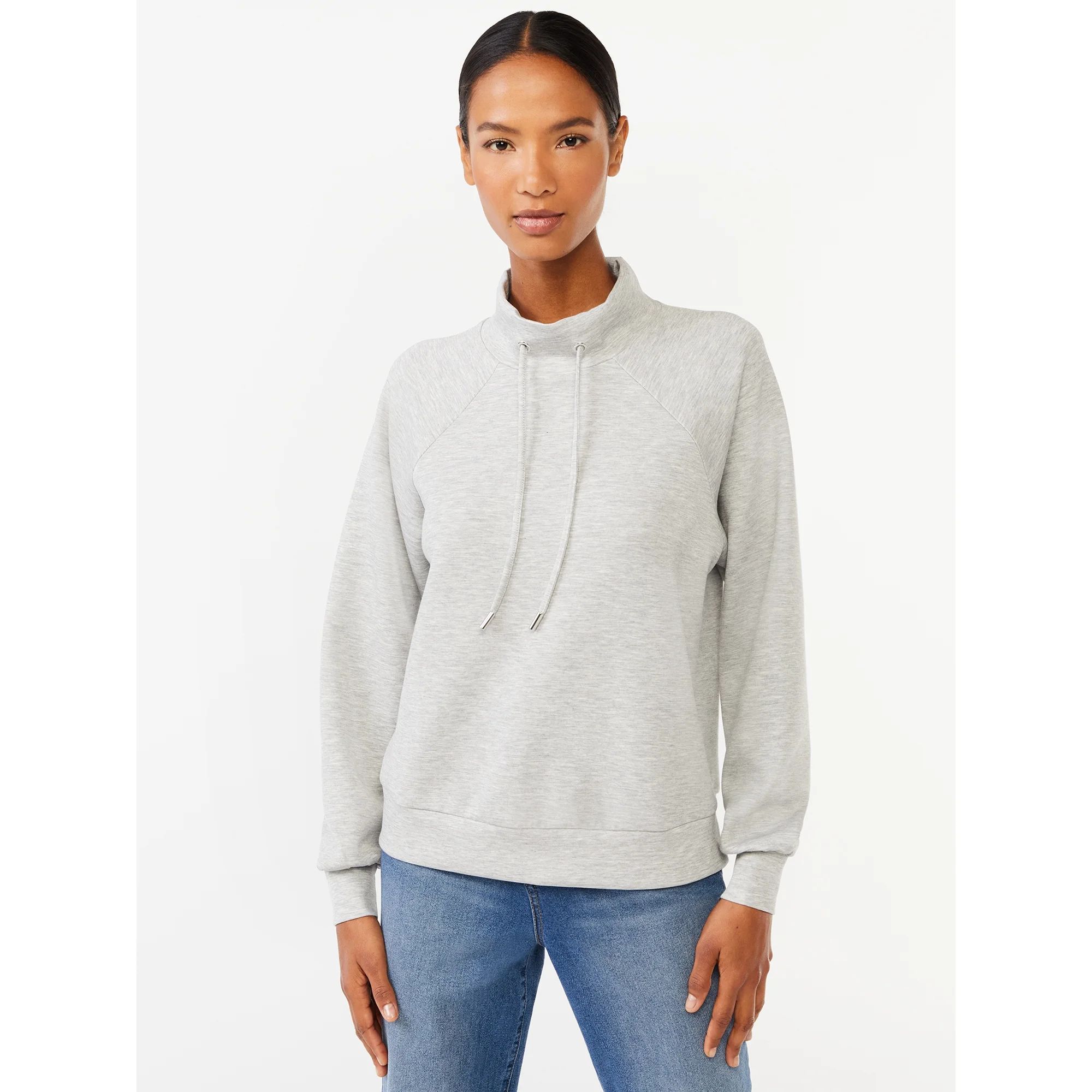 Scoop Women's Scuba Knit Funnel Neck Sweatshirt | Walmart (US)