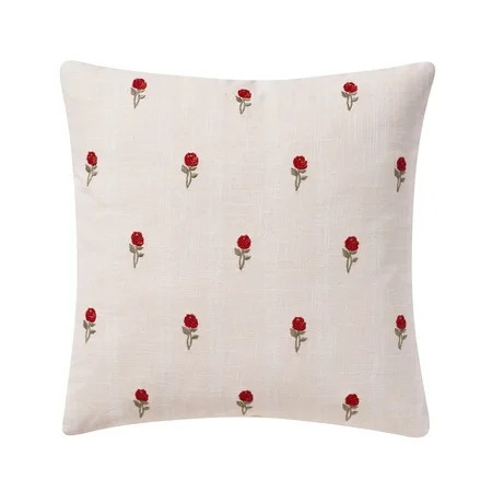 My Texas House 18" x 18" Pink Rose Cotton Decorative Pillow Cover | Walmart (US)