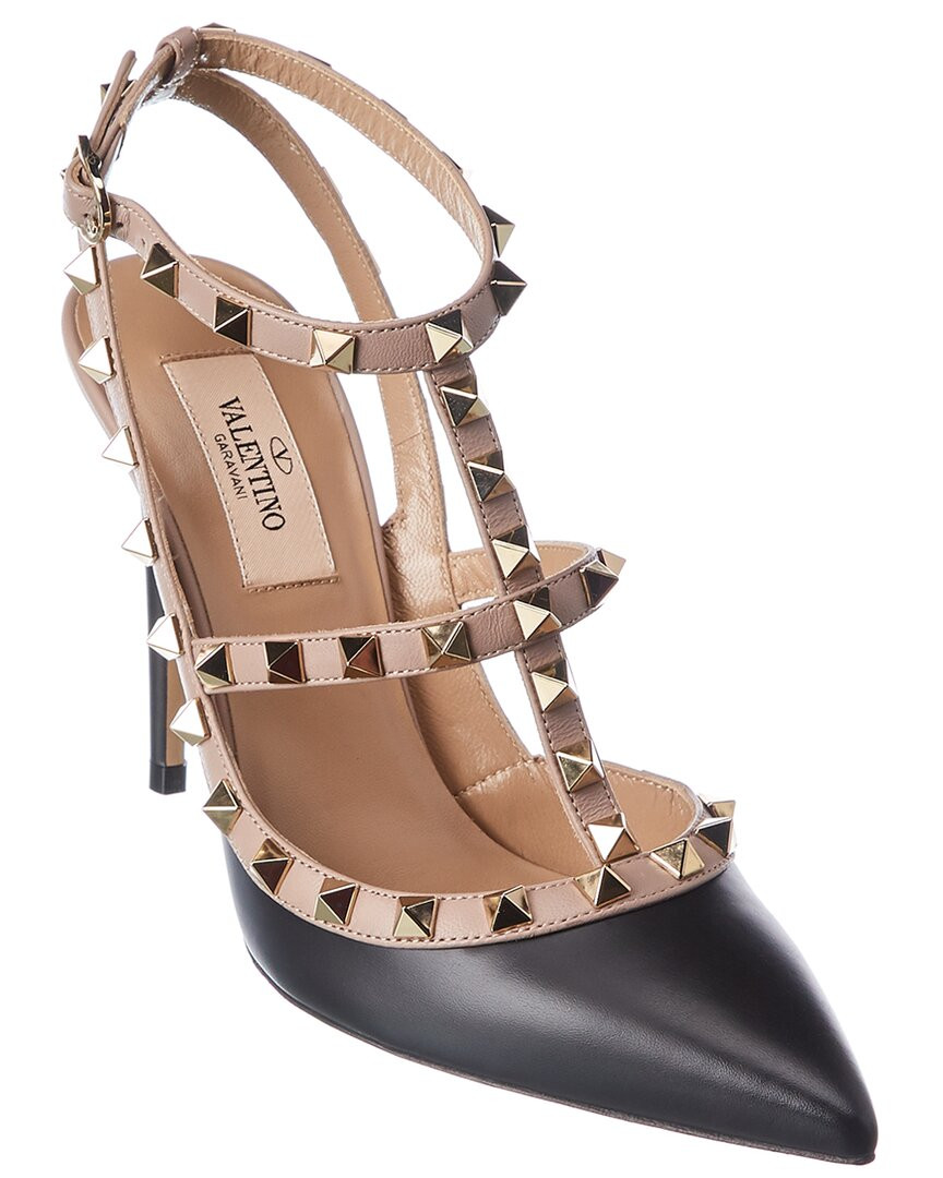 Valentino Rockstud Caged 100 Leather Ankle Strap Pump | Gilt