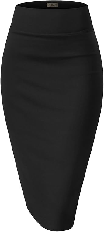 Hybrid & Company Women's Premium Nylon Ponte Stretch High Waist Pencil Suit Skirt Below Knee | Amazon (US)