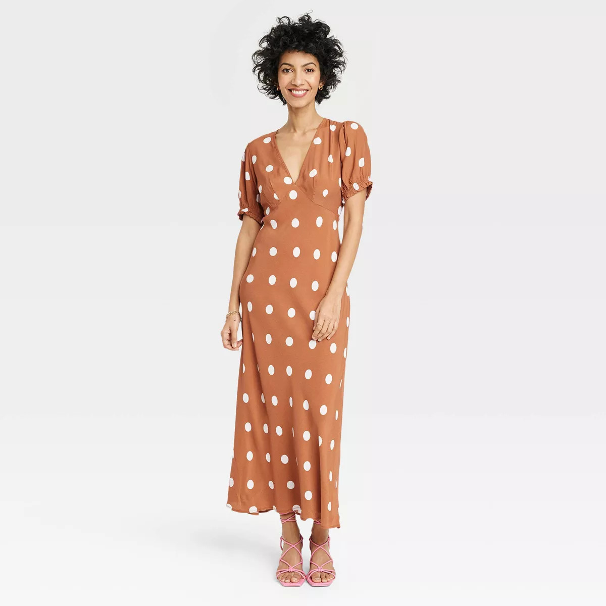 Women's Crepe Puff Short Sleeve Midi Dress - A New Day™ | Target