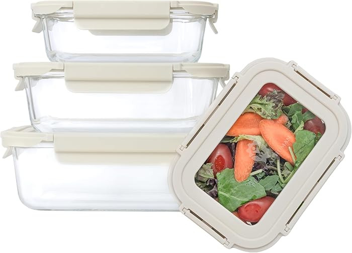 8-Piece Glass Meal Prep Set: Airtight Snap-Lock Lids for Easy Storage—Microwave, Oven, Freezer ... | Amazon (US)