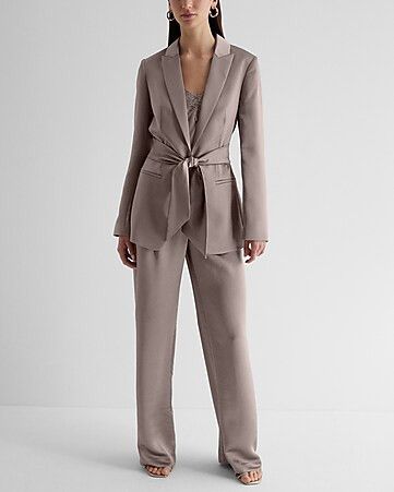 Satin Pleated Trouser Pant Suit | Express