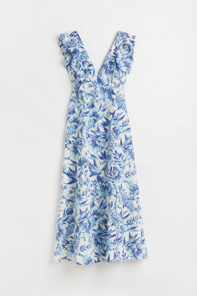 H & M - Linen-blend Flounced Dress - Beige | H&M (US + CA)