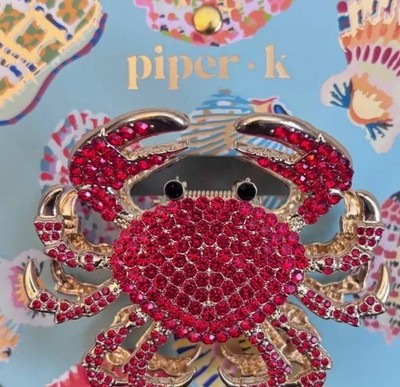 Piper K Red Crab Rhinestone Double Sided Gold Tone Hair Claw Clip | eBay | eBay US