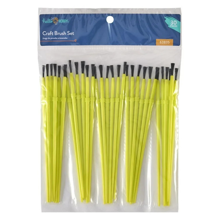 Hello Hobby 30 Pc Synthetic Bristle Craft Brush Set | Walmart (US)
