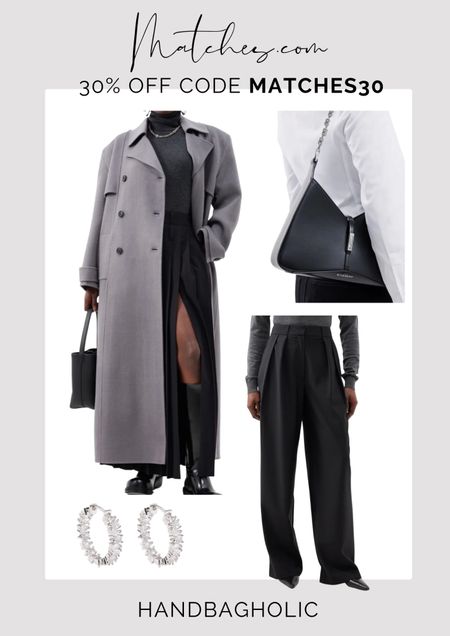 Wow get 30% these timeless designer pieces at Matches with code MATCHES30 ❤️ the longline The Frankie Shop Nikola coat is giving YSL vibes and the smooth Givenchy shoulder bag is oozing chic. The Frankie Shop pleated trousers are a must-have team with some statement earrings to complete. #blackfriday #blackfridayfinds #ootd #winteroutfit #thefrankieshop #givenchy #givenchybag 

#LTKCyberWeek #LTKeurope #LTKsalealert