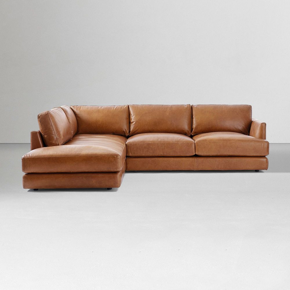 Haven Leather 2-Piece Bumper Chaise Sectional (108") | West Elm (US)