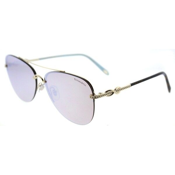 Tiffany & Co. Aviator TF 3054B 602164 Womens Pale Gold Frame White Mirror Lens Sunglasses | Bed Bath & Beyond