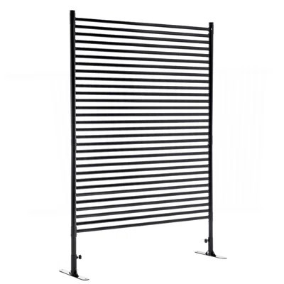 71.26''X46.65'' Outdoor Privacy Screens Freestanding,Metal Privacy Fence Panels For Outside, Slatted Privacy Screens With Stand,Black | Wayfair North America