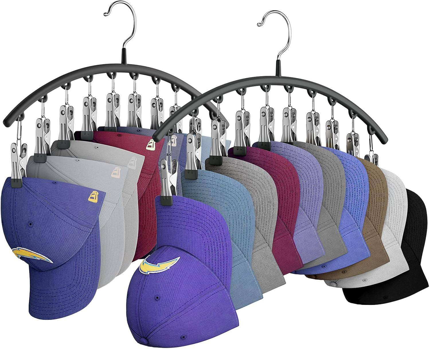 Hat Hangers for Closet, Metal Hat Organizer Racks for Baseball Caps 2 Pack Door Hat Racks for Bas... | Amazon (US)