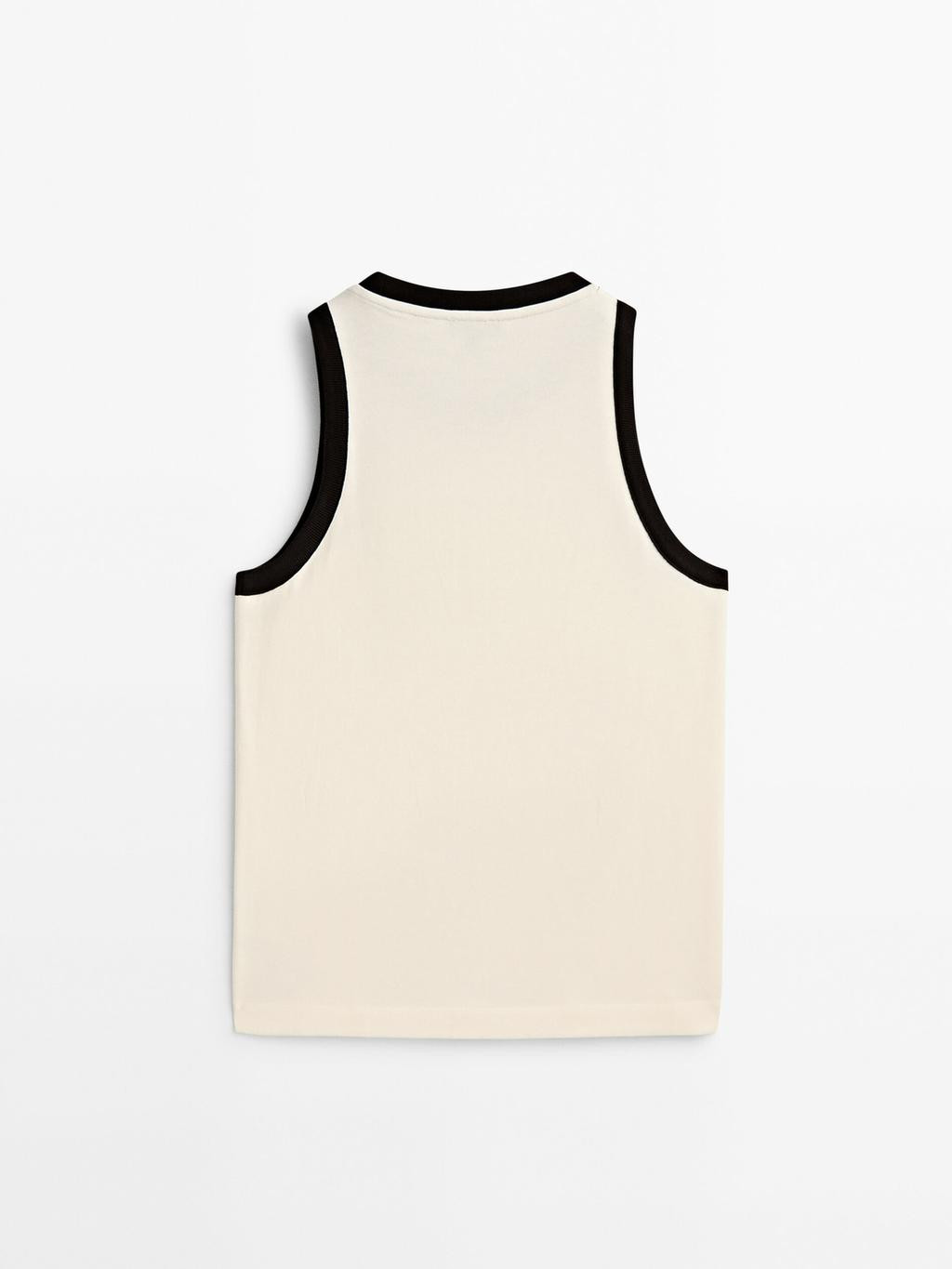 Sleeveless contrast T-shirt | Massimo Dutti US