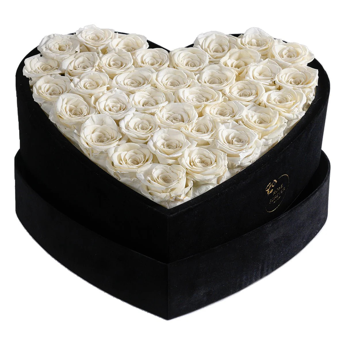 36 Ivory Roses - Heart Box | Rose Forever 