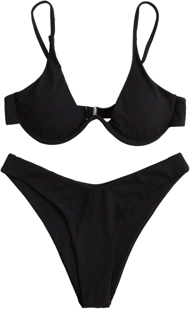 Verdusa Women's 2 Piece Triangle Bikini High Cut Bathing Suit Swimsuit | Amazon (US)