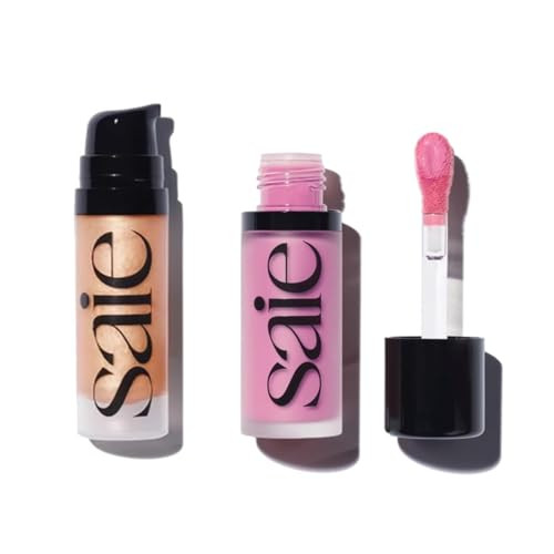 Saie Mini Glowy Super Gel Lightweight llluminator & Makeup Primer - Sunglow (0.5 oz) + Dew Blush - Lightweight Liquid Blush with a Blendable + Buildable Cream Finish - Baby (.40 oz) | Amazon (US)
