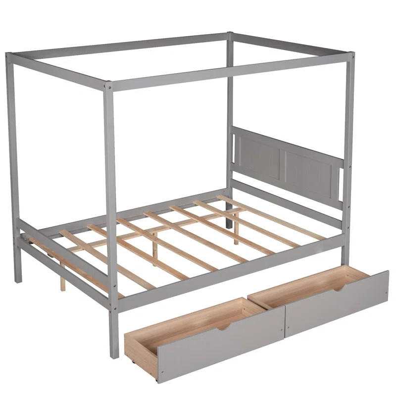 Gray Campbellton Full / Double Storage Canopy Bed | Wayfair North America