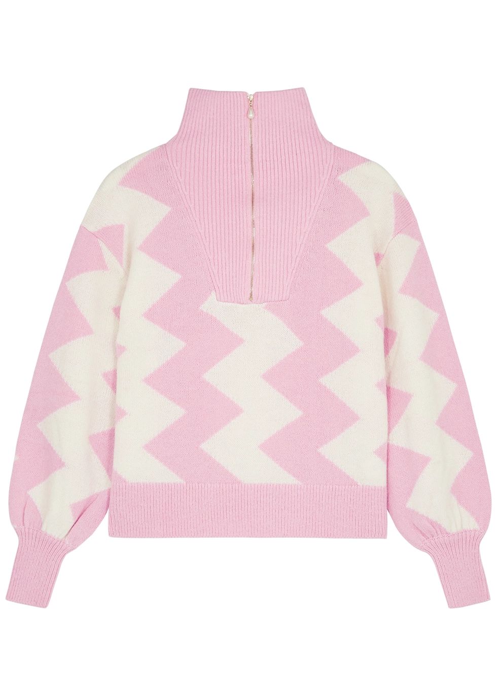 Lorna zigzag-intarsia half-zip knitted jumper | Harvey Nichols 