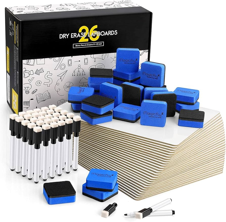 Mini Dry Erase Lap Boards Double-Sided for Classroom, Pack of 26, Magicfly 9 x 12 Inches Small Wh... | Amazon (US)