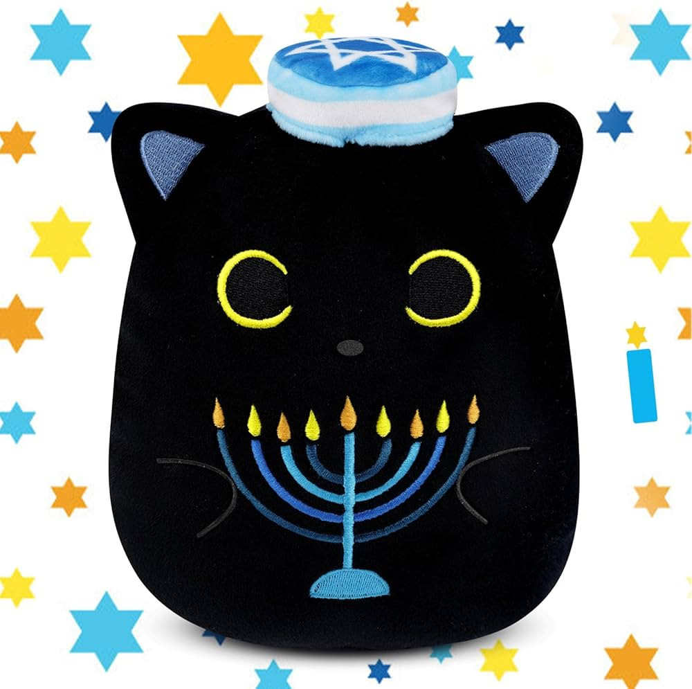 Black Cat Plush，8in Hanukkah Plush Cat Plush Toy Chanukah Gifts, Hanukkah Decorations for Home ... | Amazon (US)