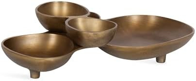 Kate and Laurel Cluso Modern Metal Tabletop Footed Cluster Tray, 14 x 10, Antique Brass, Sculptur... | Amazon (US)