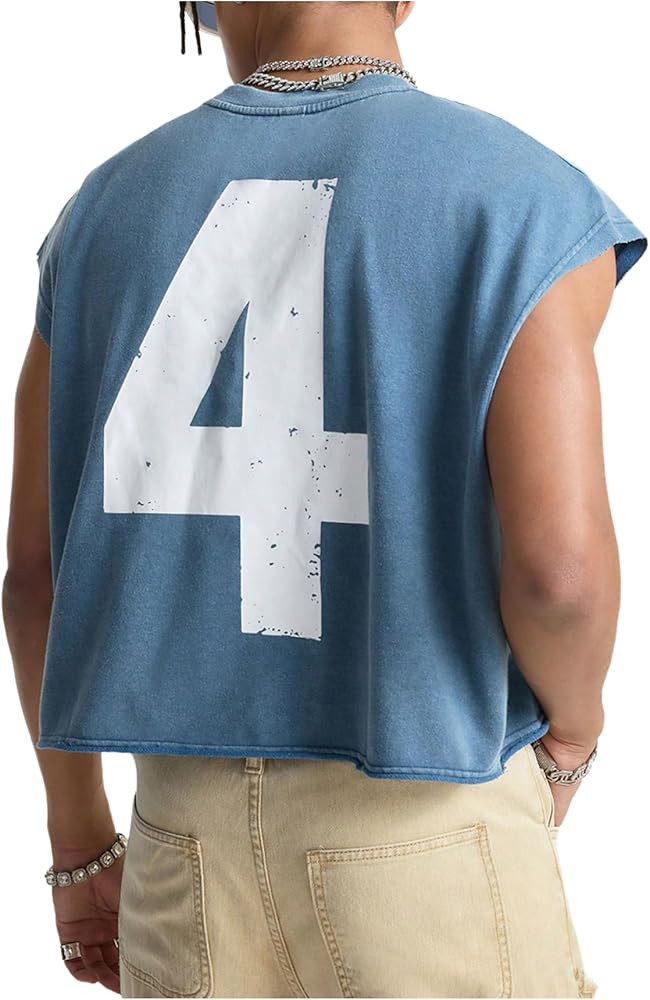 RoseSeek Men's Number Graphic Short Cap Sleeve Tank Tops Summer Crew Neck Baggy Workout Muscle T-... | Amazon (US)