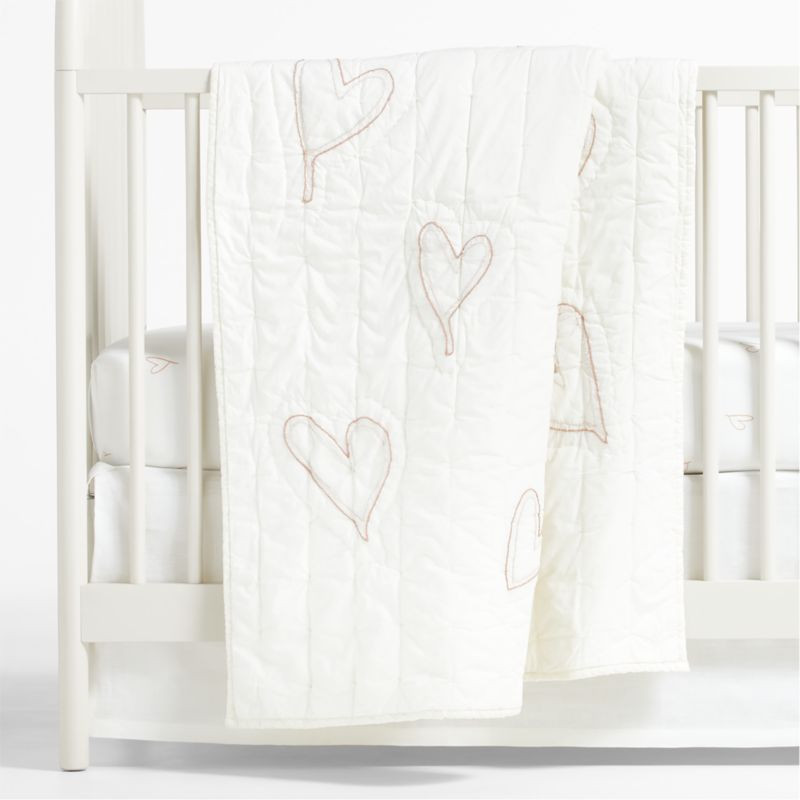 Clay Heart Organic Cotton Baby Crib Quilt by Leanne Ford + Reviews | Crate & Kids | Crate & Barrel