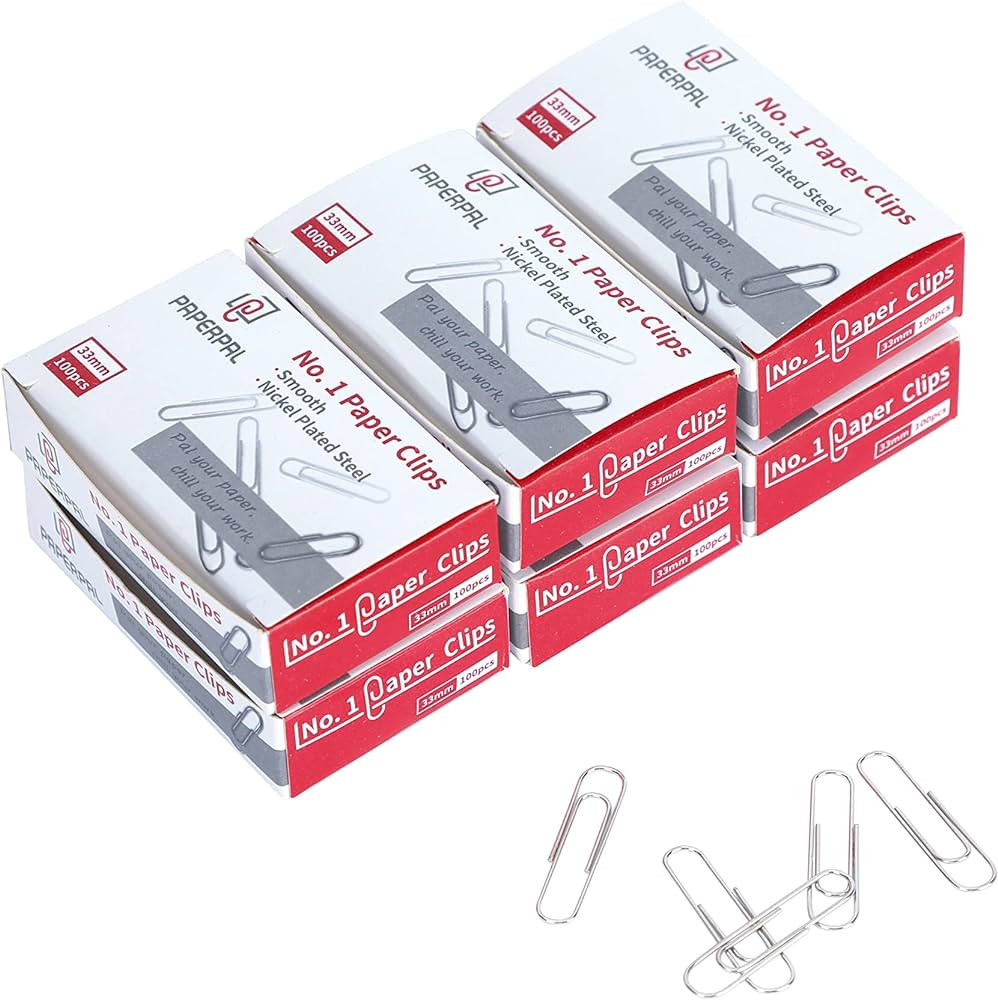 PAPERPAL #1 Smooth Paper Clips, 600 Medium Paper Clips (6 Boxes of 100 Each), Paperclips for Offi... | Amazon (US)