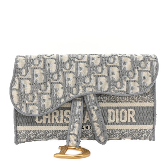 Oblique Slim Saddle Pouch Grey | FASHIONPHILE (US)
