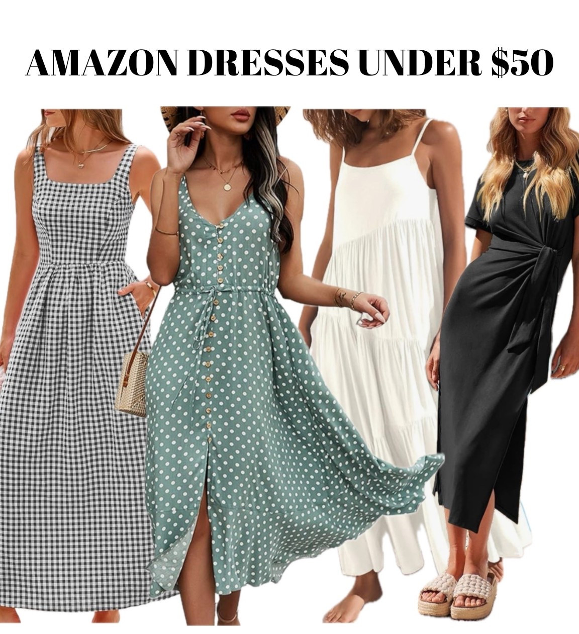 AMAZON DRESSES UNDER $50 the cutesiest dresses to dress up the end of summer 💕 
#amazondresses #amazonoutfits #under50 #amazon 

#LTKStyleTip #LTKFindsUnder50 #LTKWorkwear