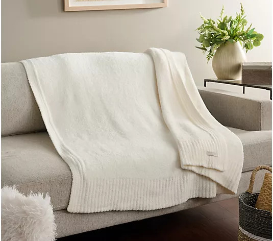 Barefoot Dreams CozyChic 54x72 Stacked Ribbed Border Throw - QVC.com | QVC