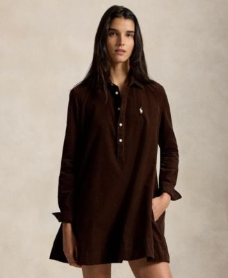 Polo Ralph Lauren Women's Corduroy Pleated Shirt Dress - Navy | Macy's