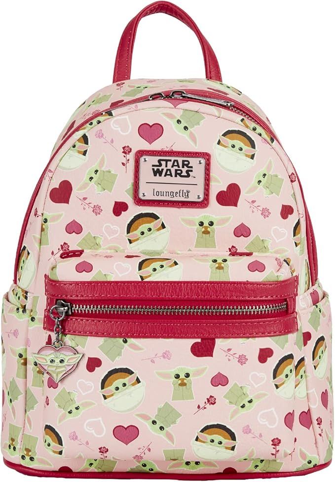 Loungefly Star Wars Baby Yoda Pink All Over Print Womens Double Strap Shoulder Bag Purse | Amazon (US)