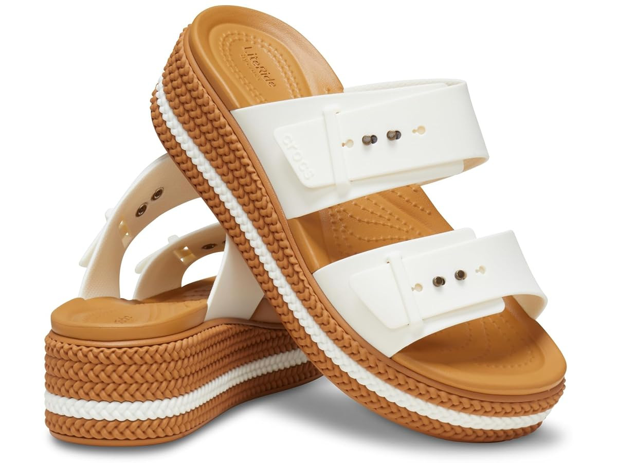 Crocs Women's Brooklyn Buckle Low Wedge Sandal | Amazon (US)