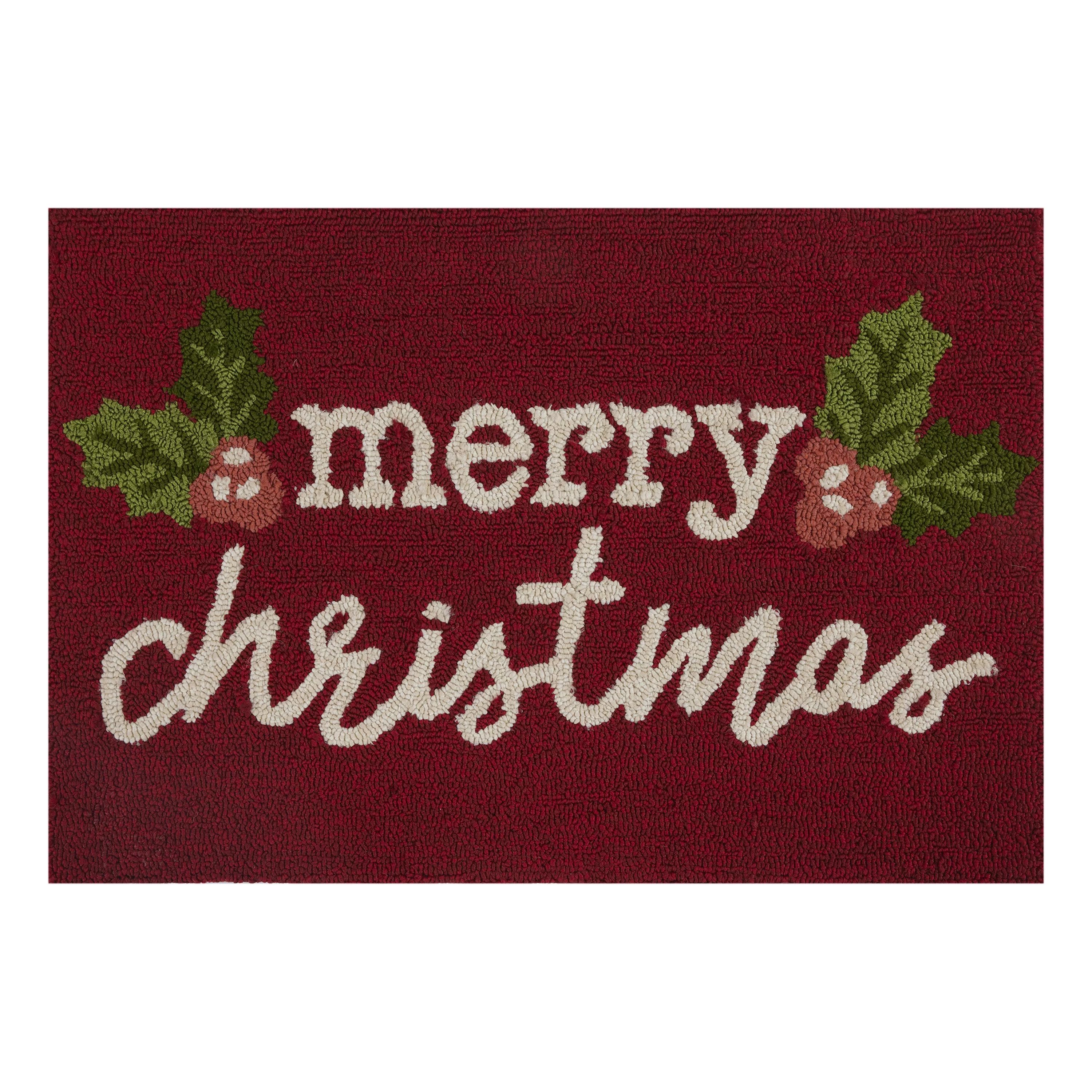 Mainstays Merry Hooked Holiday Accent Rug - polypropylene - 20"X30" - Red - Walmart.com | Walmart (US)