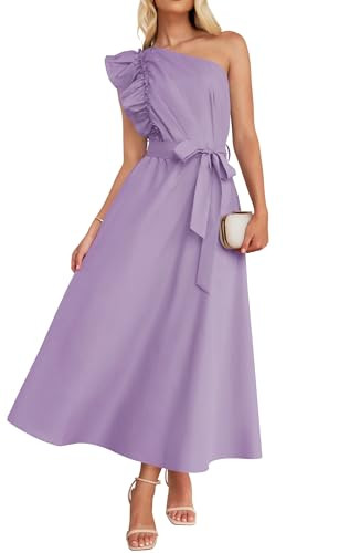 ZESICA Women's 2025 Summer One Shoulder Ruffle Dress Sleeveless Empire Waist Boho Flowy Maxi Dres... | Amazon (US)
