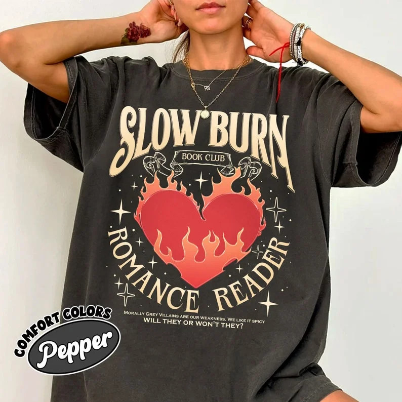 Slow Burn Book Club Comfort Colors Shirt, Romance Reader Bookish Shirts, Morally Grey Book Inspir... | Walmart (US)