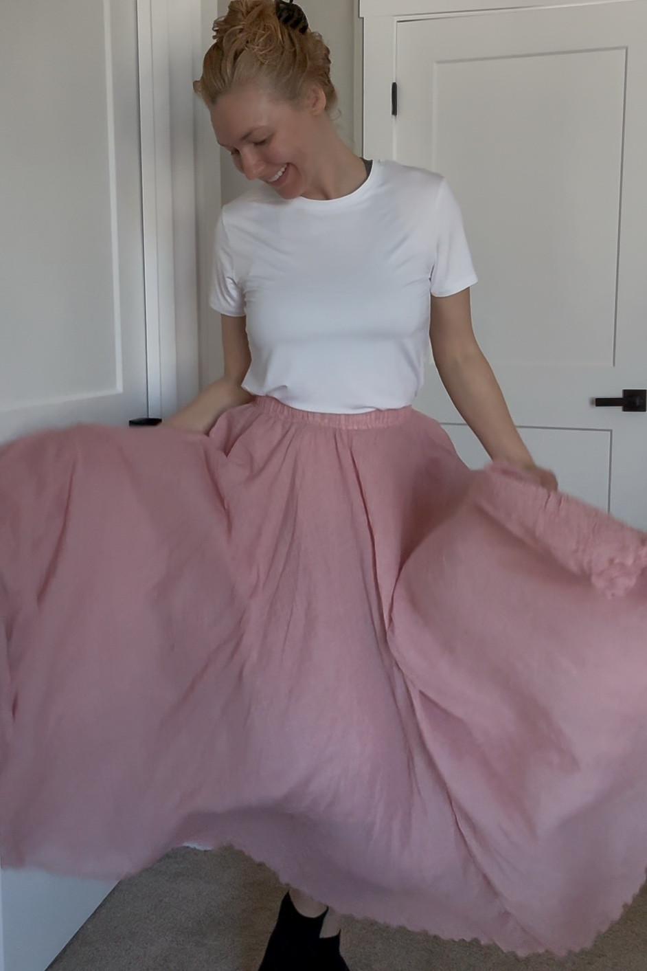 Pink, flowy, lightweight skirt with elastic waistline. Very comfortable and lots of movement for photos 

#LTKFestival #LTKWedding #LTKTravel