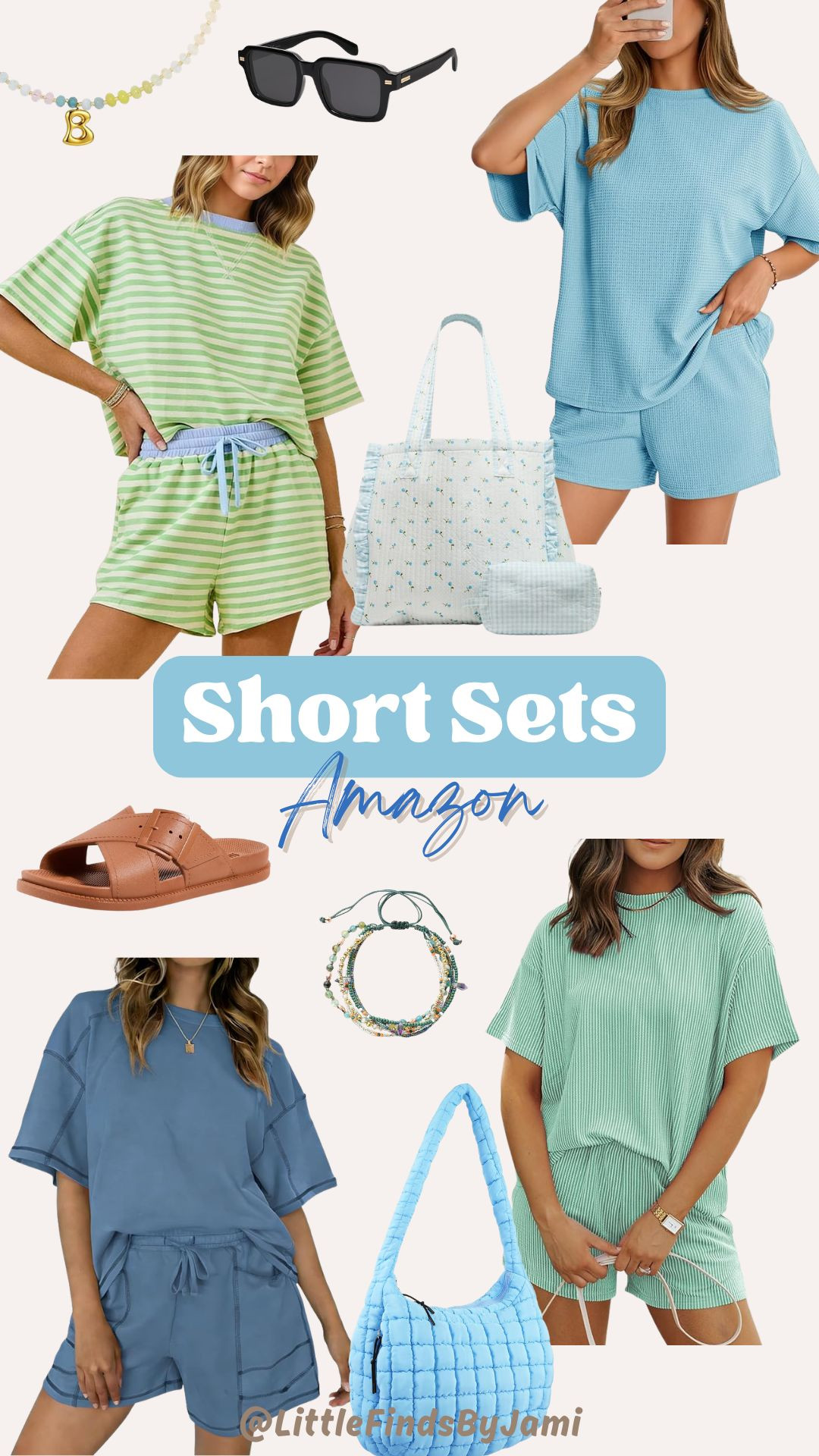 Spring summer short sets for women. Amazon must haves. Easy travel outfits. Vacation outfit. Trendy. Bags. Mother’s Day gift ideas. 

#LTKgrwm #LTKootd #LTKTravel