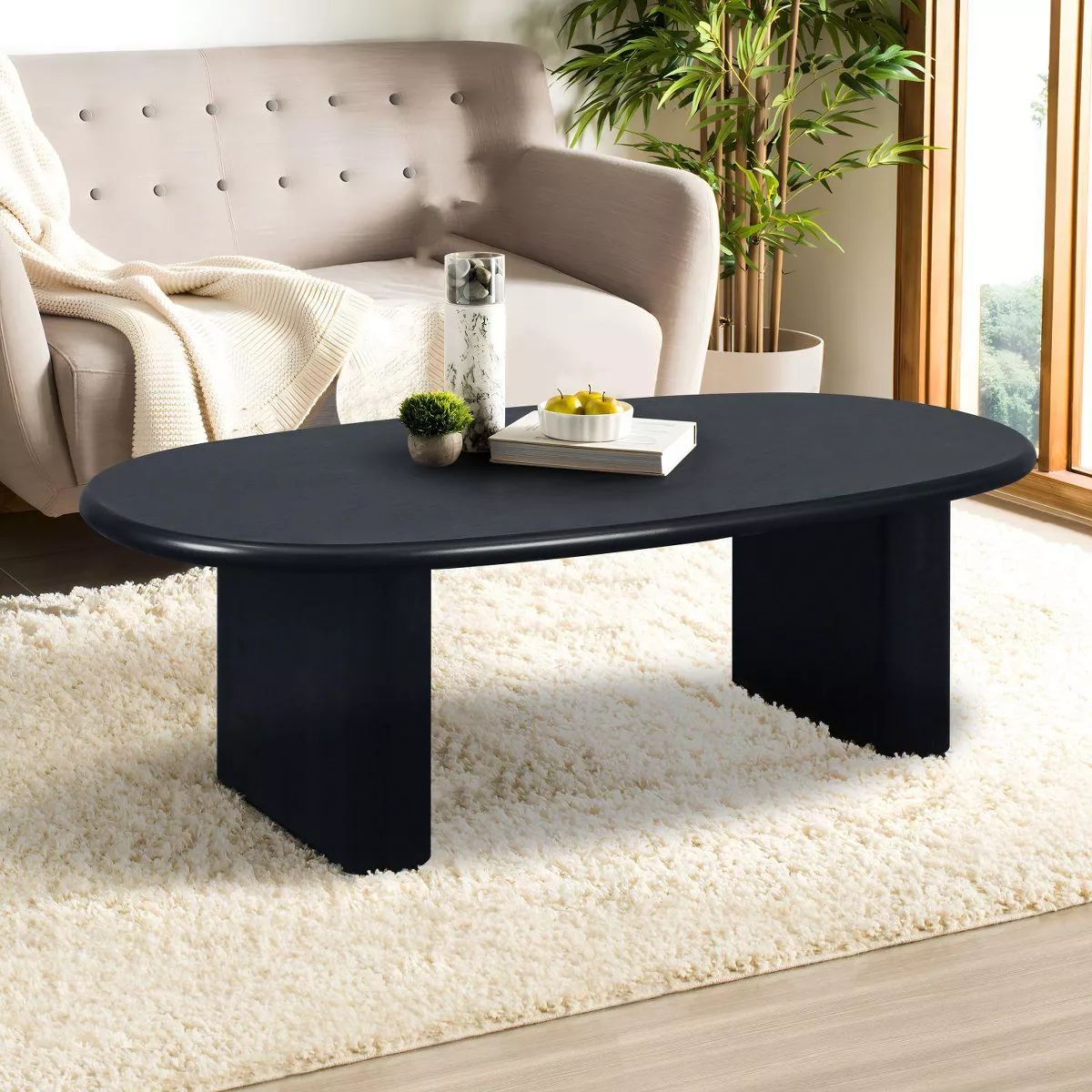 51'' Coffee Table with Two Vertical Thick Feet and Tapered Tabletop - Maison Boucle | Target