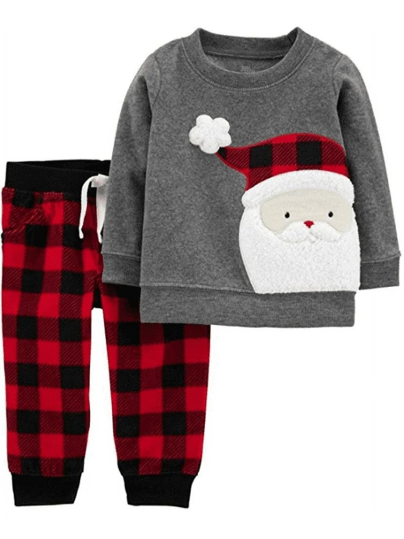 Carter's Infant Boys Plaid Santa Christmas Shirt and Pants Set - 3 Months | Walmart (US)