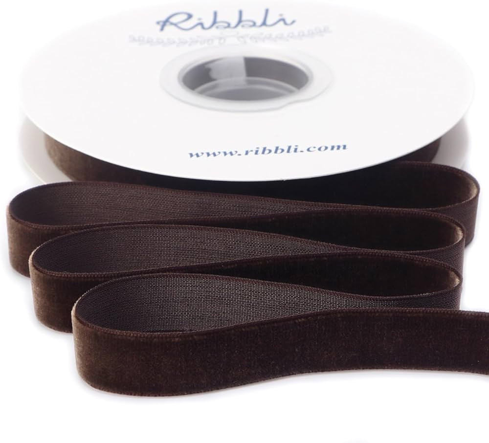 Ribbli Brown Velvet Ribbon 5/8 Inches Continuous10 Yard Spool Christmas Ribbon for Gift Wrapping ... | Amazon (US)